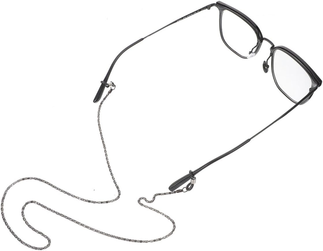 6pcs Metal Eyeglass Chain Stainless Steel Anti-slip Eyeglasses Strap for Women Men, Hollow Link Glasses Necklace Holder for Work Travel Sports