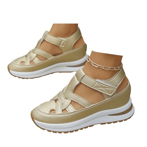 Womens Orthopedic Walking Platform Sandals Arch Support Casual Sport Outdoor Comfortable Slip On Closed Toe Wedge Shoes