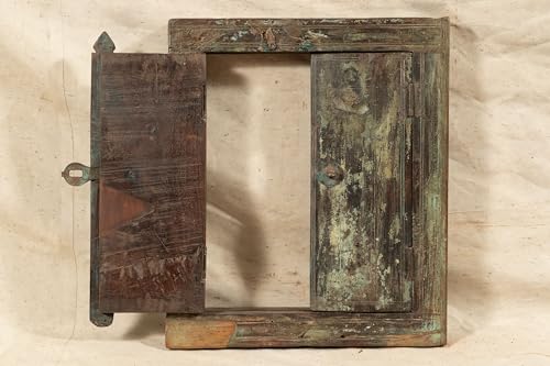 Biscottini Innentür Fenster L 46,5 x T 6,5 x H 54,5 cm - Holztür - Türen für Innen und Außen - Wohnkultur