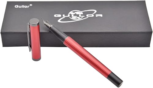 Miniatura 5 de Gullor Pluma estilográfica de metal con convertidor y caja de regalo, color rojo, punta extrafina