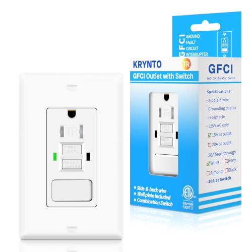 GFCI Outlet Light Switch Combo, 15A Self-Test TR ETL Listed 1 Pack
