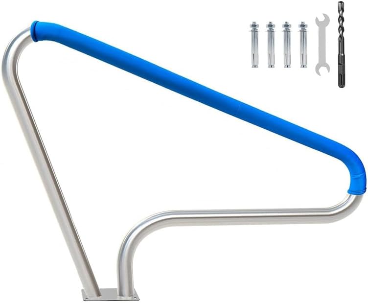 Barandilla de piscina de 48 x 36 pulgadas, barandillas de piscina para piscinas enterradas, pasamanos de piscina de acero inoxidable con capacidad