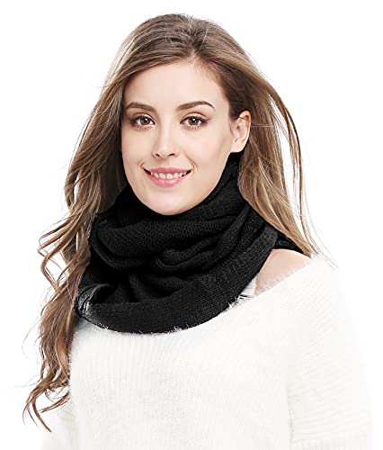 Winter Soft Pullover Knit Infinity Scarf Beanie Hoodie Scarf3