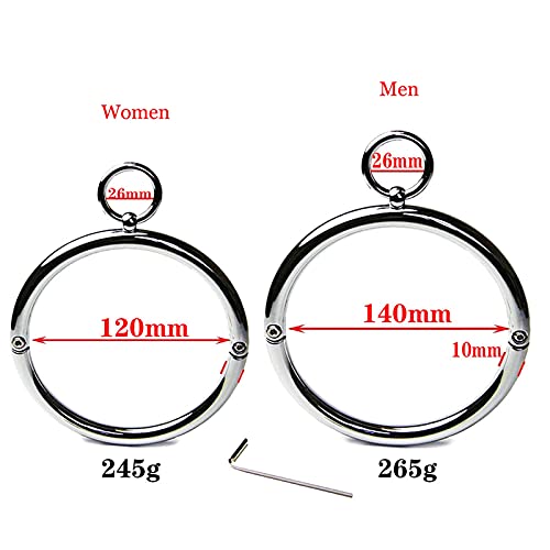 ZWBHSH Metall Halsband Bondage Choker ​Halsband Abnehmbaren O-Ring Fetisch Folter Sklave Sexspielzuege Mit Traktionsring Sm Extrem Fesseln Sex Set Für Paare Frauen Männer,Women12mm Silver