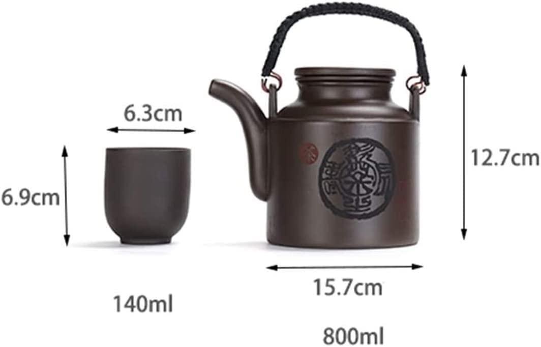 Zestaw Herbaty Zestawy czajniczków chiński ręcznie robiony zestaw do herbaty czajniczek kubki zdrowy fioletowy gliniany Dla Codziennego Użytku(1Teapot+4Teacups)