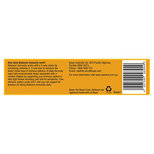 Redoxon Immunity Vitamin Triple Action Formula With C, D And Zinc Blackcurrant Flavoured, Effervescent Tablets 45 Pack #TOP7