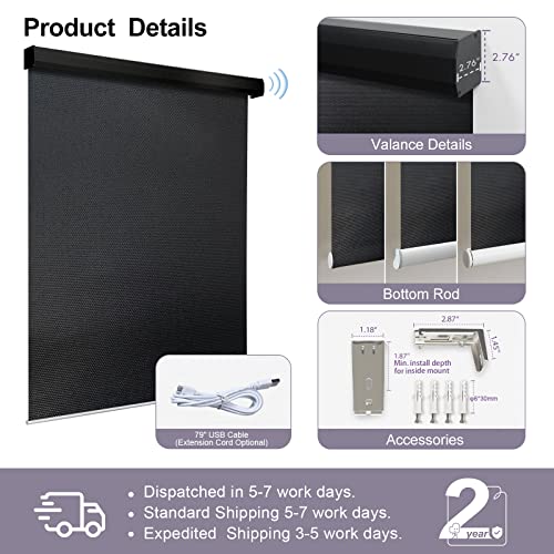 Graywind Motorized Roller Shade (Matt Black) - Image 6