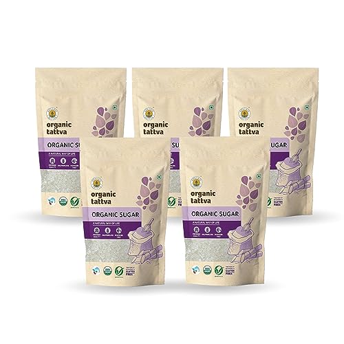 Image of Organic Tattva White Sugar,1KG, Sulphurless, Natural Cane Sugar, Pack of 5