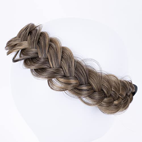 CAISHA Braided Hairpiece Hairband Headband Hair Accessories Light Brown Blonde Mix HZ205, light brown blonde mix #4/27 HZ205 - Image 3