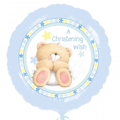Forever Friends Blue Christening Foil Balloon - Standard - 18"/45cm