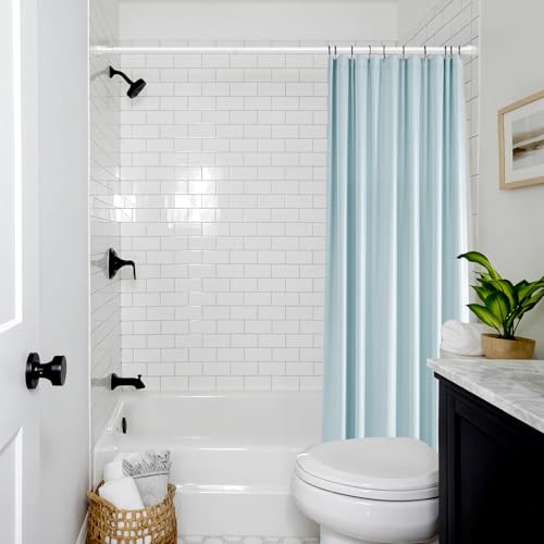 Image of 2Pack White Shower Curtain Rod 45 to 77 Inch | Shower Rods for Bathroom,Spring Tension Curtain Rod No Drilling for Windows,Doors,Closet,Kitchen