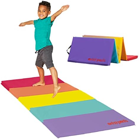 Flybar Tumbling Mat – Gymnastics Mat, Easy to Clean Gym Mat, Sturdy, Foldable Tumbling Mat for Kids, Padded, Lightweight, Portable, Carrying Handle, Gymnastics Equipment for Activity Play