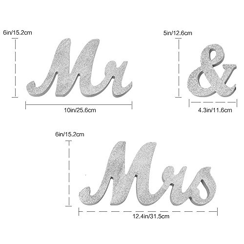 Mr And Mrs Signs Wedding Sweetheart Table Decorations, Wooden Freestanding Letters Wedding Shower Gift (Silver) #TOP6