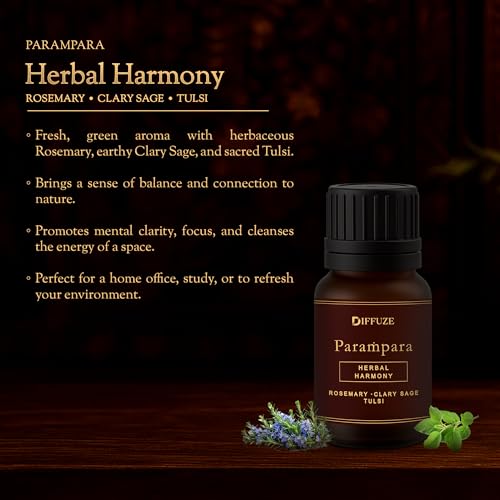 Image of DIFFUZE Essential Oil Set - Ayurvedic Healing Duo - 2 x 15 ml (Herbal Harmony & Golden Ritual) | Tulsi, Sandalwood, Rosemary & Saffron Essential Oil Blend for Diffuser, Meditation & Wellness | Long-Lasting Natural Fragrance