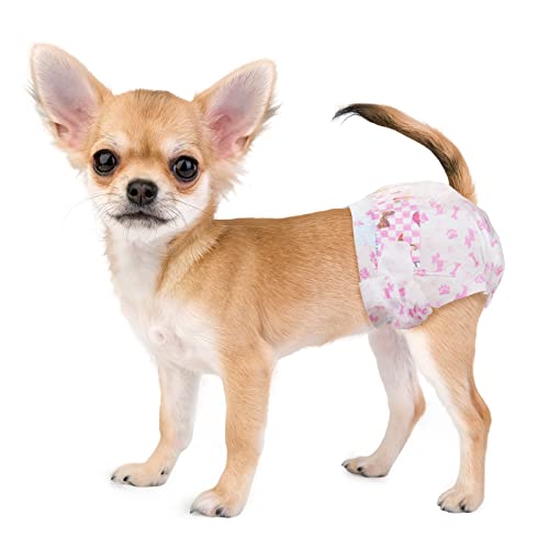Dono Disposable Dog Diapers Female, Super Absorbent Doggie Diaper, Rapid-Dry Gel Technology Puppy Diapers, Leak-Proof Fit for Cat Doggy in Heat, Excitable Urination, Incontinence, Training, XX-Small