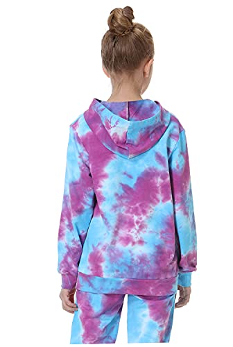 Image of Deeorla Little Boys Girls Cotton Tie Dye Hoodies Long Sleeve Pullover Sweatshirts for Big Kids 5-15Years
