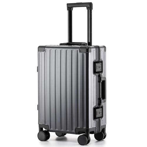 Image of 20 Inch Premium All Aluminum Carry On Luggage 22x14x9 Airline Approved Zipperless Hard Shell Suitcase with TSA Lock Silent Spinner Wheels for Business Travel,Grey