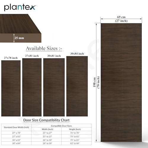 Image of Plantex WPC Doors for Bathroom (25 mm - Thickness) /Termiteproof Bathroom Door /2.25x6.5 Feet Wooden Finished Door for Home /Balcony /Office /Kitchen, Density-550 (27x78 inch,19.5 kg- Charcoal Oak)
