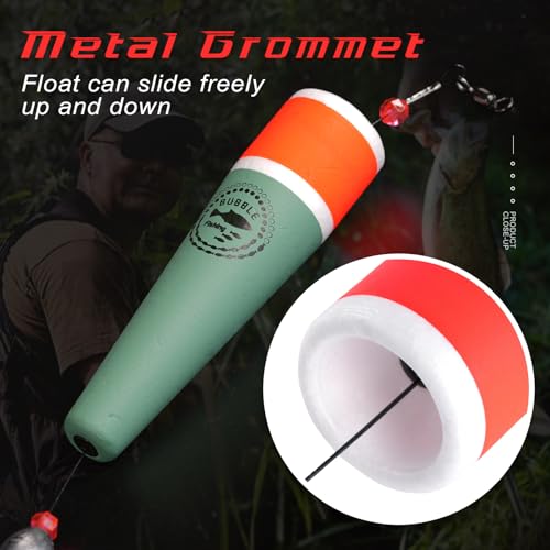 BUBBLE FISHING Fishing Floats Rigs Popping Corks for Saltwater Rattle Weighted Bobbers Fishing Tackle (4pcs, 3 in, Green)