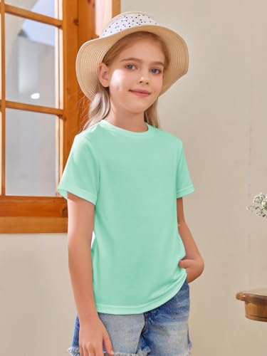 Image of Girls Short Sleeve T Shirts Kids Summer Tops Crewneck Tees 5-14 Years