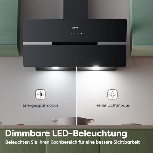 Dunstabzugshaube 90 cm Ciarra CBCB9736F Umluft mit Wi-Fi Steuerung