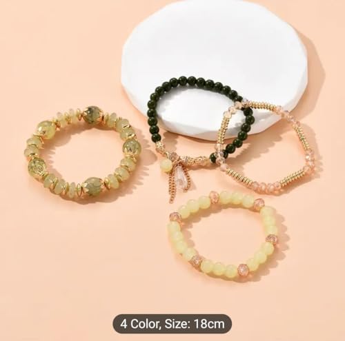 Image of ROYAL NEEDS Fashionable Beaded Multilayer Bracelets for girls and women's. Multicolor flexible crystal Bohemian Stackable Bracelets for women's