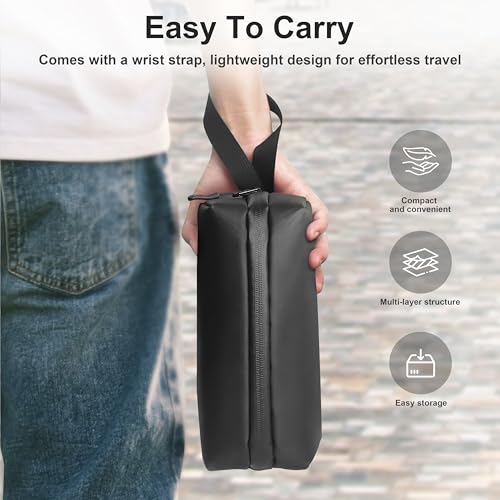 FiTSTILL Black Portable Storage Case for DJI Osmo Pocket 3 Creator Combo Lightweight Compact Protective Storage Bag Waterproof Carrying Case for Pocket 3 Accessories