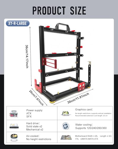 Banco de pruebas para PC ITX/ATX/MATX/EATX, chasis abierto para refrigeración por aire o líquida, soporte para motherboard, kit DIY miniatura 2