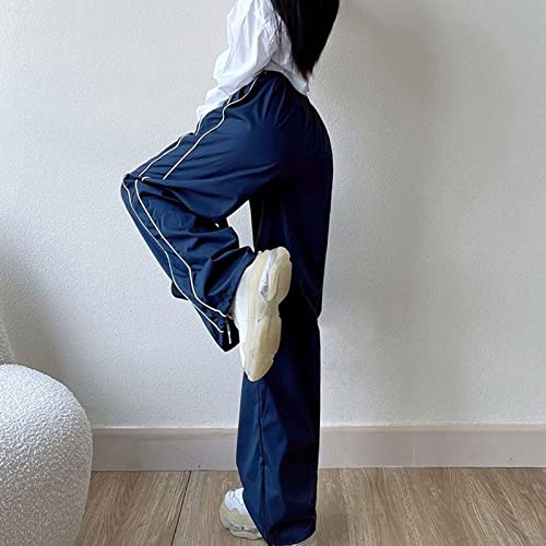 Women's Joggers Pants Pockets Running High Waisted Sweatpants For Women Wide Leg Lounge Cargo Workout Jogging (Navy Blue, S) #TOP3