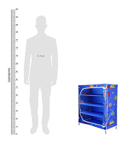 Image of Little One's | 4 Shelves Baby Foldable Wardrobe | Aquatic Blue (Made in India)