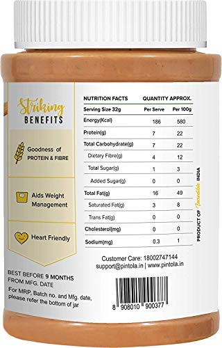 Image of Pintola All Natural Peanut Butter (Crunchy) (1 kg) (Unsweetened, Non-GMO, Gluten Free, Vegan) + Pintola All Natural Honey Peanut Butter (Crunchy) (1kg)