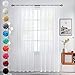 Youleyar Solid Sheer Rod Pocket Curtain Voile Draperies 2 Panels White Beige Black Grey Coffee 38 Inch Width 63 Inch Long 1 Pair for Kitchen Bedroom Children Living Room Yard(White,38Wï½˜63L)