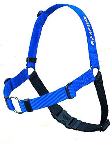 Peitoral tipo cabresto anti-puxão para cães com guia frontal SENSE-ation Dog Harness Blue Extra Small Wide