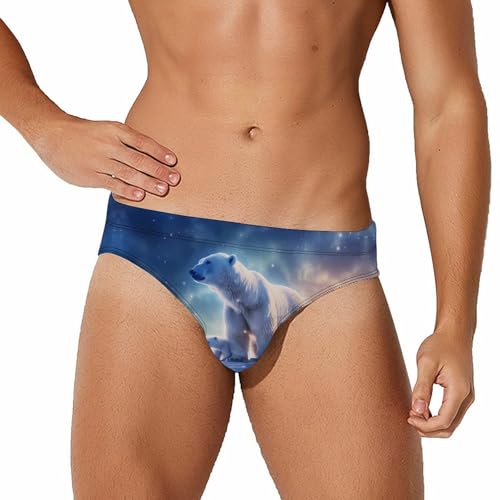 Galaxy Bear Mens Swim Briefs Quick Dry Swim Trunk Bikini Underwear Swimsuit 3XL