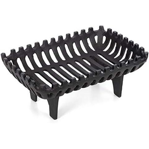 BURNACE 16'' Cromwell Fire Basket - Cast Iron Black Heavy Duty Log and Coal Burner (Actual Width 14.2'') Cover