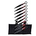 Perfect Point PP-060-9 Throwing Knife Set with Nine Knives, Black Blades, Red Cord-Wrapped Handles, 6-1/4-Inch Overall