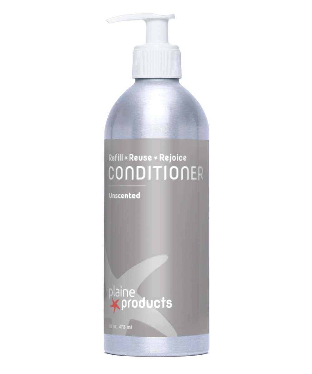 Plaine Products Eco-Friendly Conditioner - Unscented - Sulfate Free, 16 oz (Refillable Bottle with Pump)