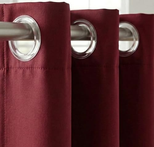 Image of VAS COLLECTIONS 100% Blackout Door Curtains, 5 Feet (121 x 152 cm) Set of 2, Plain, Thermal Insulated, Room Darkening Curtains for Living Room, Bedroom (Maroon)