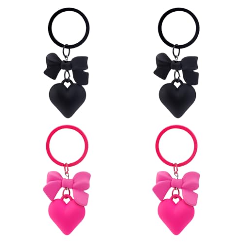 Porte-clés cœur UNICRAFTALE lot de 4 bijoux de sac bicolores