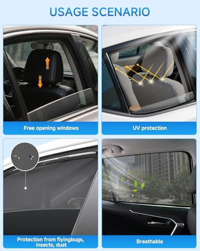 Car Window Shades for Ford F-150 (2021–2025), 2-Pack Rear Window Sun Shades for Baby – Breathable Mesh, UV & Heat Blocker, Privacy Protection for Camping, Travel, Sleep & Nursing