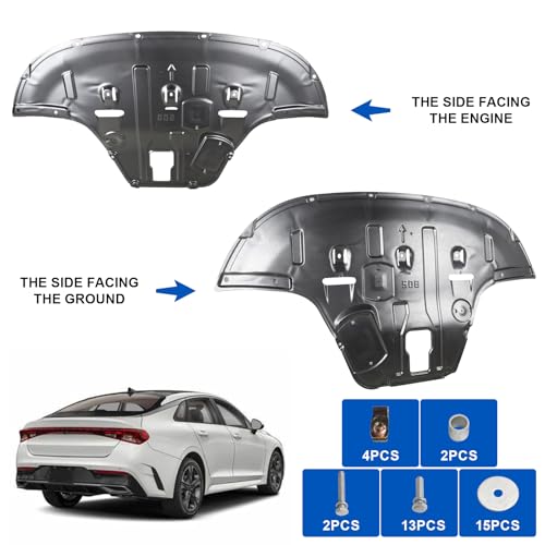 Image of Front Engine Guard Mud Flaps w /Screw Hardware Compatible with 2021 2022 2023 2024 2025 Kia K5 Engine Splash Shield Under Car Shield Cover Board