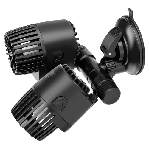 AQQA Aquarium Wave Maker,8W/12W/20W/25W Suction Cup Fish Tank Double Powerhead Pump，110V/60Hz Ultra Quiet Submersible Circulation Pump,360°+180°Adjustable For Freshwater Saltwater (8W 1585GPH)