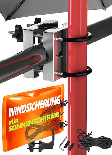 4smile Sonnenschirmhalter Balkongeländer SunnyEasy + Windsicherung für Schirme - Edelstahl Sonnenschirm Halterung Balkon - Schirmhalterung Balkongeländer