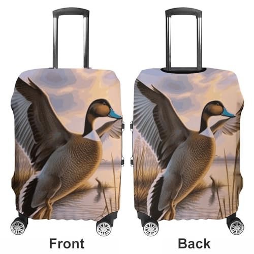 Hunting Flying Wild Ducks Luggage Cover, Washable Elastic Suitcase Cover Protector Fit 18-32 Inch Luggage3