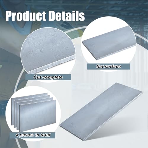 Image of Tandefio 4 Pcs 1 /4 x 6 x 12 Inches Hot Rolled Mild Steel Plate Steel Flat Plate Sheet Weldable Flat Stock Black Metal Sheet for Cutting, Industrial Machinery Manufacturing Residential