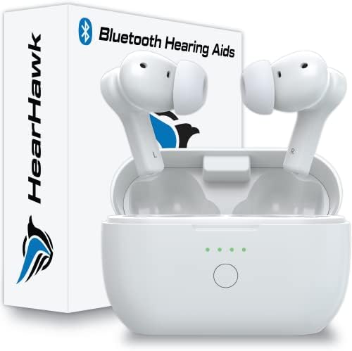HearHawk Bluetooth Hearing Aids for Seniors, Over the Counter Hearing Aids with Bluetooth, Rechargeable Hearing Aids for Adults, OTC Hearing Aid with Bluetooth 2-in-1 Hearing Amplifier that Plays Music (Pair)