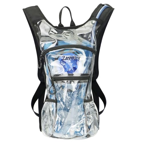Zavothy Transparent Rave Hydration Pack - Hydration Backpack - Hydropack with 3L Bladder - Water Backpack for Festivals Hiking Running Biking and More