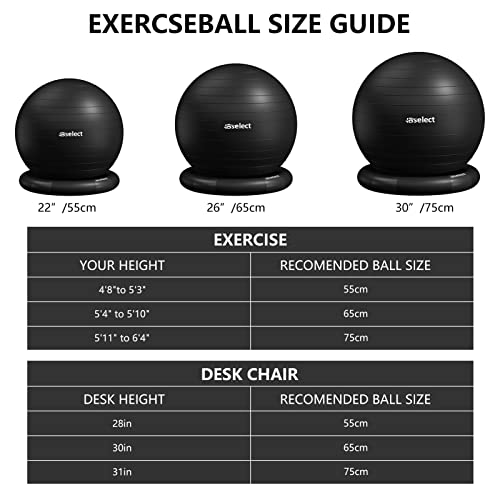 Hbselect Exercise Ball Chair &Anti-Slip Stability Base & Resistance Bands, Extra Thick Anti Burst Swiss Gym Ball For Yoga, Pilates, Birthing Pregnancy #TOP4