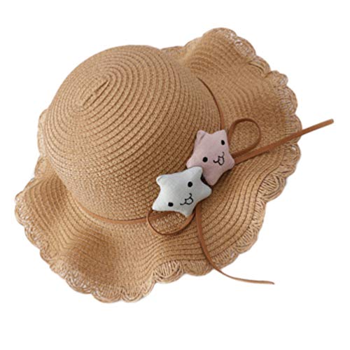 SOIMISS 1pc Summer Straw Hats for Kids Outdoor Straw Hat Beach Sun Protection Hats for Girls, Light Coffee, One Size