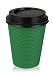 Golden Spoon® Infinity 50 Pack Premium Hot Paper Cups with Lids - NO Leaks 100% Spill Proof - Ripple Insulated - No Sleeves Needed - Green (16 Ounce)